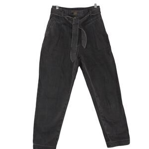 & Other Stories Jeans Barrel Leg Paperbag Retro Black Women's Size 4 Tie Waist